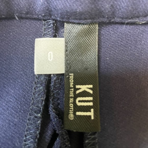 KUT FROM THE KLOTH NAVY BLUE SAWYER SIDE STRIPE CROPPED TROUSERS PANTS SIZE O - Picture 11 of 12